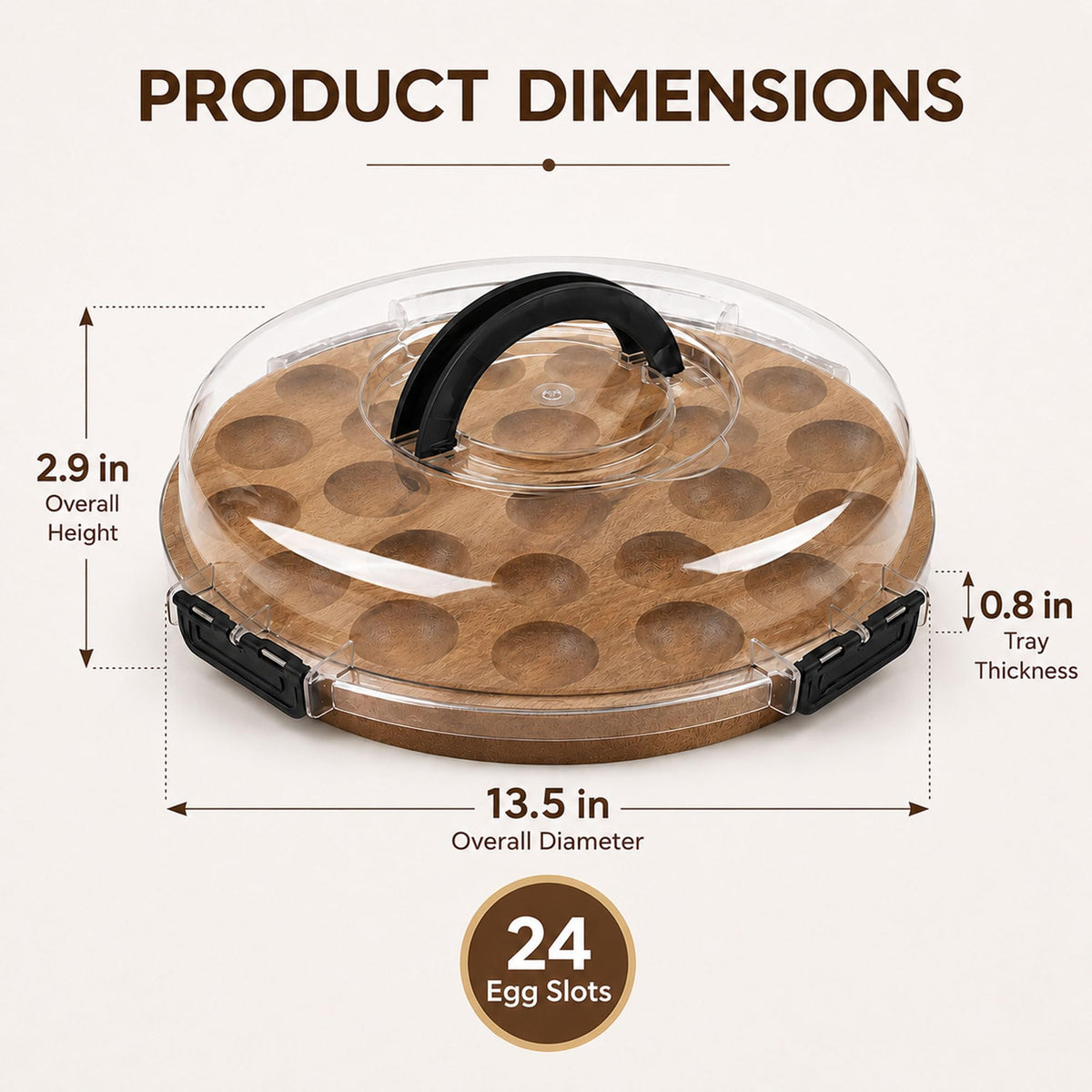 JNSTONGHM Deviled Egg Platter, Acacia Wood with Lid, 24 Slots