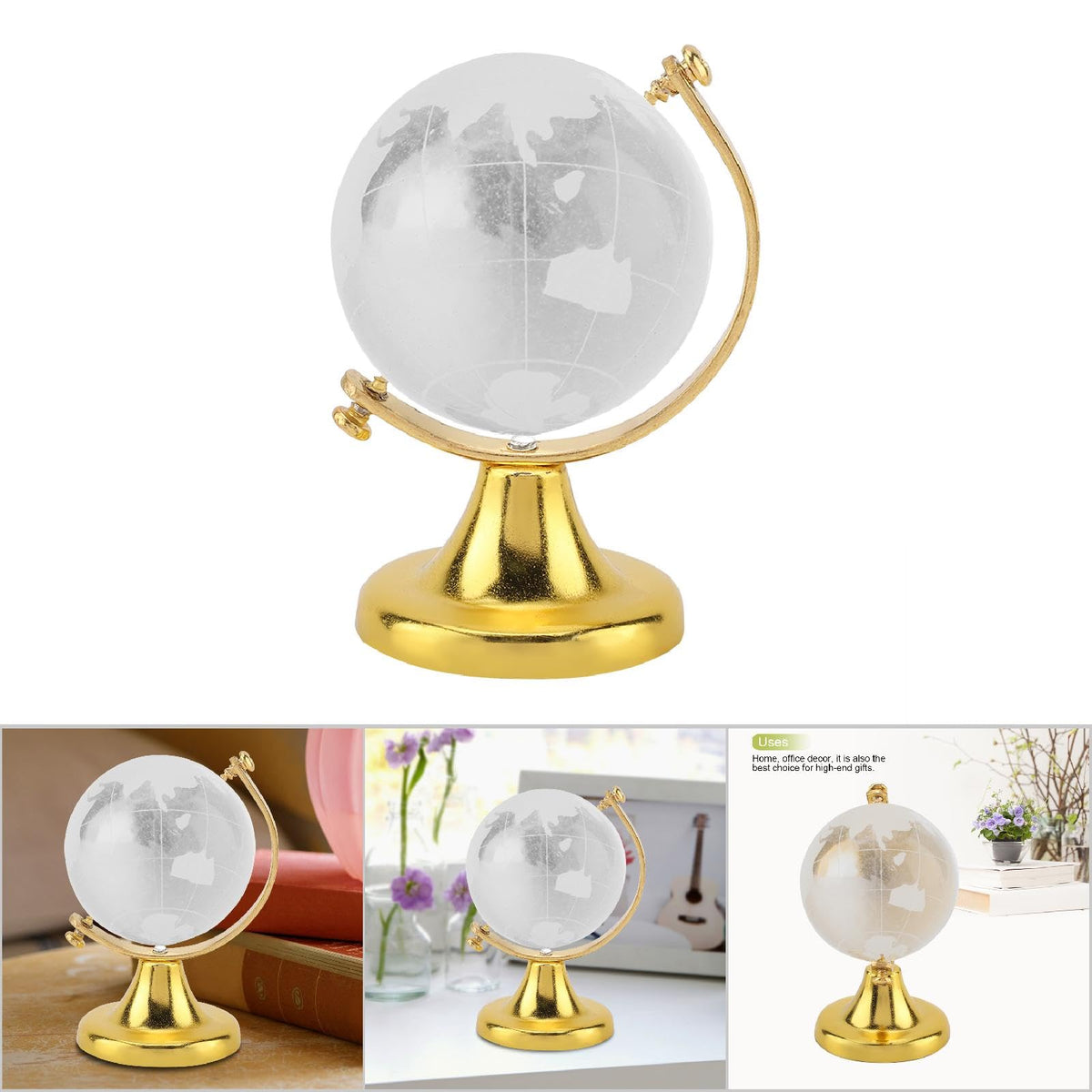 Mini World Globe by Tomedny – Crystal, Golden, Model Tomednyvwxhpty320-01