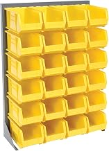 Global Industrial Louvered Bin Rack With (24) Yellow Stacking Bins, 35" W x 15" D x 50" H