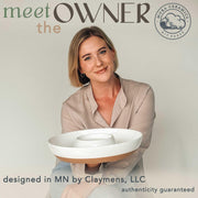 Mora Ceramic Chip and Dip Tray, Large Divided Serving Bowl, Vanilla White