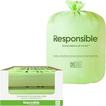 Compostable Tall Kitchen Trash Bags 55 Gallon - Heavy Duty Multipurpose Bin Liners for Food Scraps, Yard Waste & Compost (160 Count)