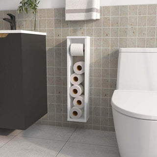 Freestanding Toilet Paper Holder Stand - White Bathroom Dispenser by HomeStock – Model FM11030MLB-1335