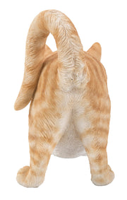 Orange Tabby Cat Stretching by HI-LINE – Resin, Orange & Cream, Model 87757-O