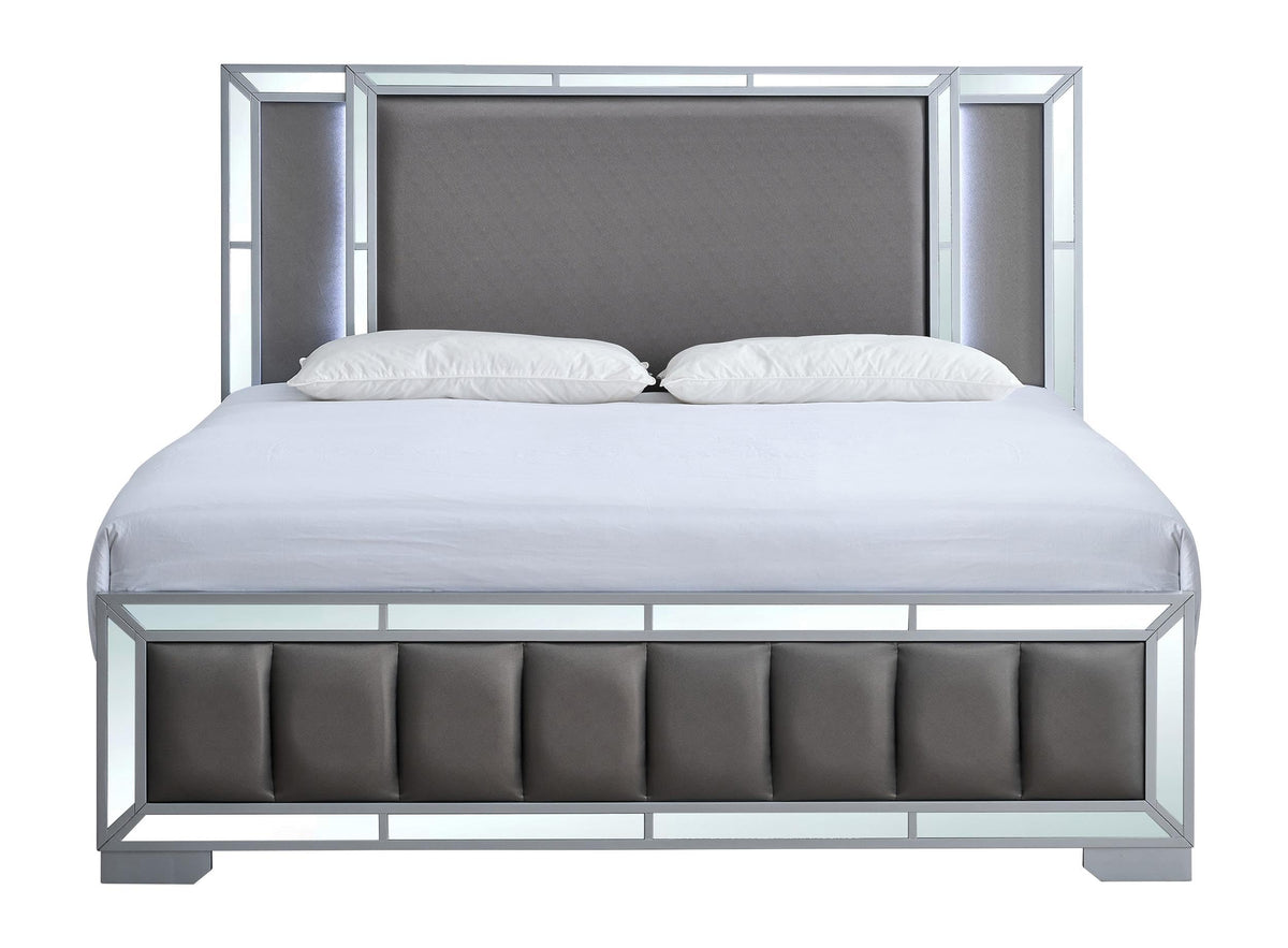 Murry Queen Bed Silver by Glory Furniture – Wood, Silver, Model G004800A-QB