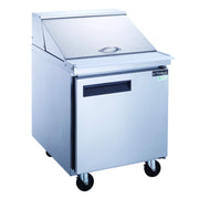 6.5 cu. ft. Single Door Commercial Food Prep Table Refrigerator with Mega Top by Dukers – 29″ x 31 1/2” x 45 5/8″, 6.5 cubic_feet, Stainless Steel, Model DSP29-12M-S1