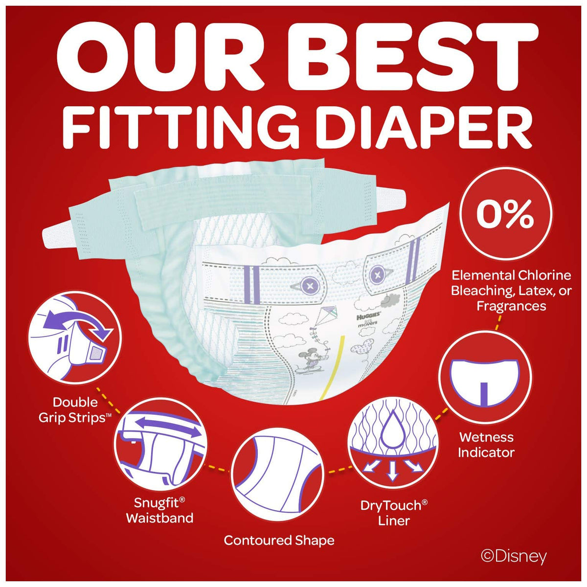 Little Movers Diapers by HUGGIES – Size 6, Polyester, White, Model 10036000497462