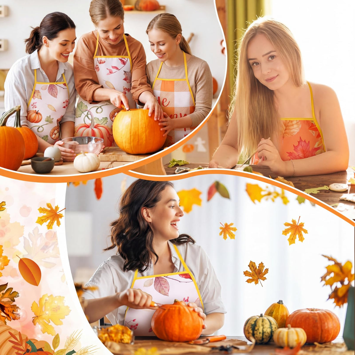 Newcotte Pumpkin Gnomes Kitchen Apron Set, 10 Pack, Thanksgiving Designs