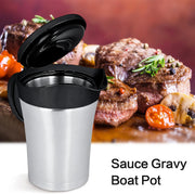 Raisly Double Insulated Gravy Boat, 25 Ounces Stainless Steel with Hinged Lid, Silver