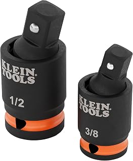 KLEIN TOOLS 65842SW Impact Wrench Swivel Square-Drive Adapter Set, 2-Piece, 15-Degree, Ball Detent, High-Visibility, Fixed-Position and Swivel Socket Adapter