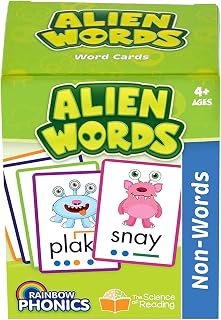 Junior Learning Rainbow Phonics - Alien Words - 148 Word Cards, Flash Cards with Made Up Words to Help Learn Phonics, Level Based Cards, Kids Ages 4+