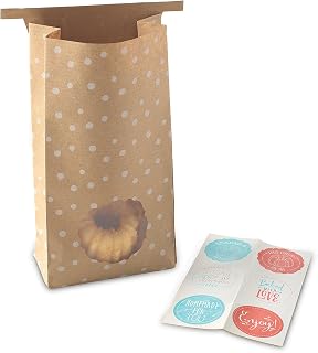 Nordic Ware 6 Count Bake and Gift Kraft Gift Bags and Stickers, Multicolor