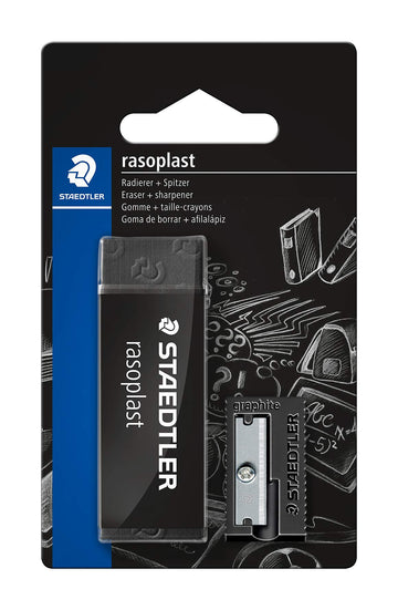Rasoplast 5269-S1BK Eraser and Sharpener Set - Black by STAEDTLER – 65 x 13 x 23 mm, Paper, Black, Model 4007817524091
