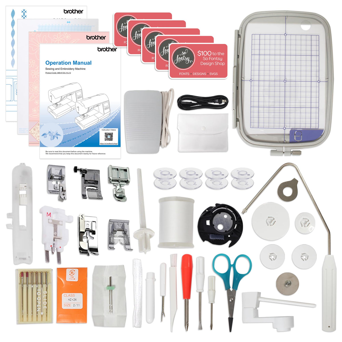 SE2000 5" x 7" Embroidery & Sewing Machine Bundle with Brother ScanNCut SDX12E Vinyl Cutter – 5" x 7", Plastic, White, Pack of 2, Model BRTHR-DX125-BUNDLE-10