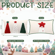 Boao Christmas Lumbar Pillow Cover, 12 x 20 Inches, Red White Green Tree Design