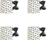 10 Strawberry Street Black Bow Mugs, Set of 4