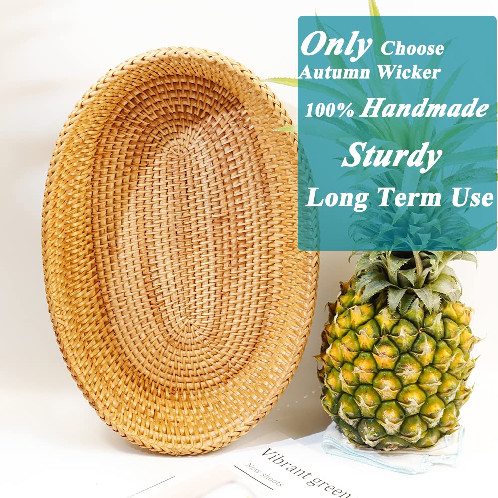 Afiaiwei Woven Bread Basket, 12.6 Inch Rattan, Brown