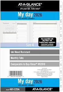 AT-A-GLANCE 2026 Planner, Daily & Monthly, 5-1/2" x 8-1/2", Desk Size 4, Two Page Per Day Refill, Loose-Leaf (481-225A-26)