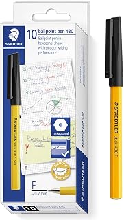 STAEDTLER Stick 430 F Ballpoint Pen - Fine Tip - Bulk Economy School Class Pack of 100 Pens - Black Ink