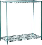 Nexel 2 Tier Wire Shelving Starter Unit, Poly-Green, 30"W x 24"D x 34"H