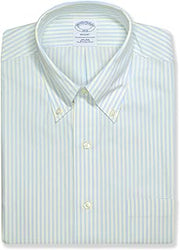 Brooks Brothers Mens Regular Fit All Cotton Mixed Stripe Pocket Dress Shirt,
