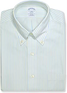 Brooks Brothers Mens Regular Fit All Cotton Mixed Stripe Pocket Dress Shirt,