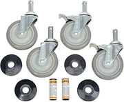 Global Industrial Stainless Steel Stem Casters, (4) 5" Poly 2 with Brakes, 1200 Lb. Capacity