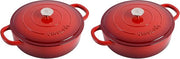 Crock Pot Artisan Enameled Cast Iron Braiser W/Lid, Scarlet Red, 5 quarts (Pack of 2)