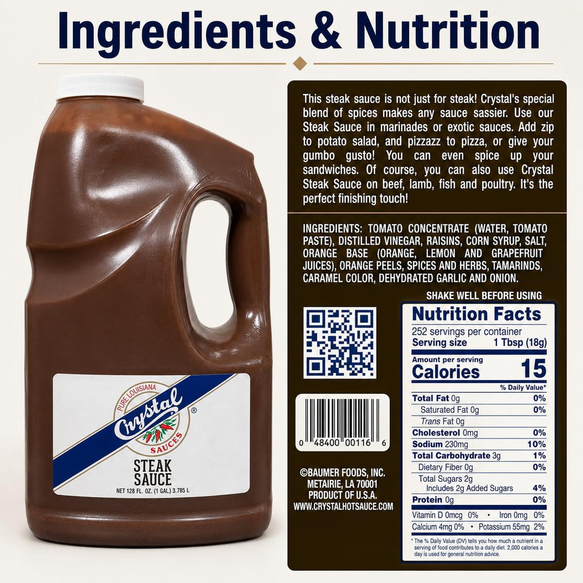 Sauce Steak Plastic by Crystal – 1 Gallon, Pack of 2