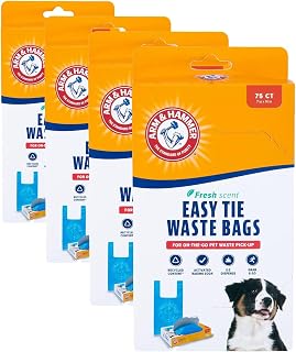 Arm & Hammer 71041 Easy-Tie Waste Bags, Blue, 75 Count - Pack of 4