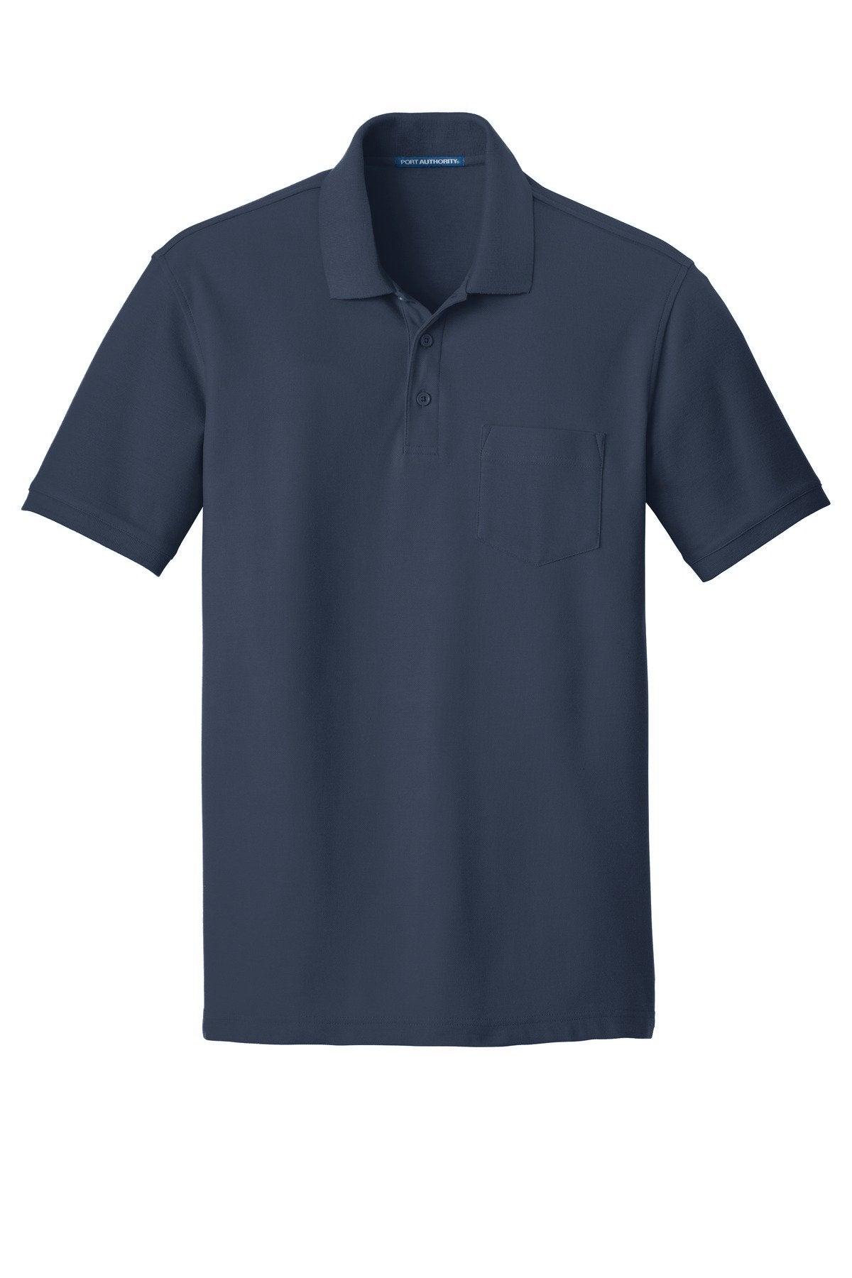 Unisex Core Classic Pique Pocket Polo by Port Authority – X-Large, Cotton, River Blue Navy, Model 1145275