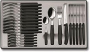 Victorinox Classic, Table Set, Set of 24, Extra Sharp Blade, Wavy Edge, 11 cm, Stainless Steel, Black