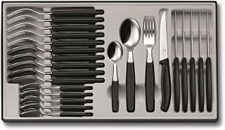 Victorinox Classic, Table Set, Set of 24, Extra Sharp Blade, Wavy Edge, 11 cm, Stainless Steel, Black