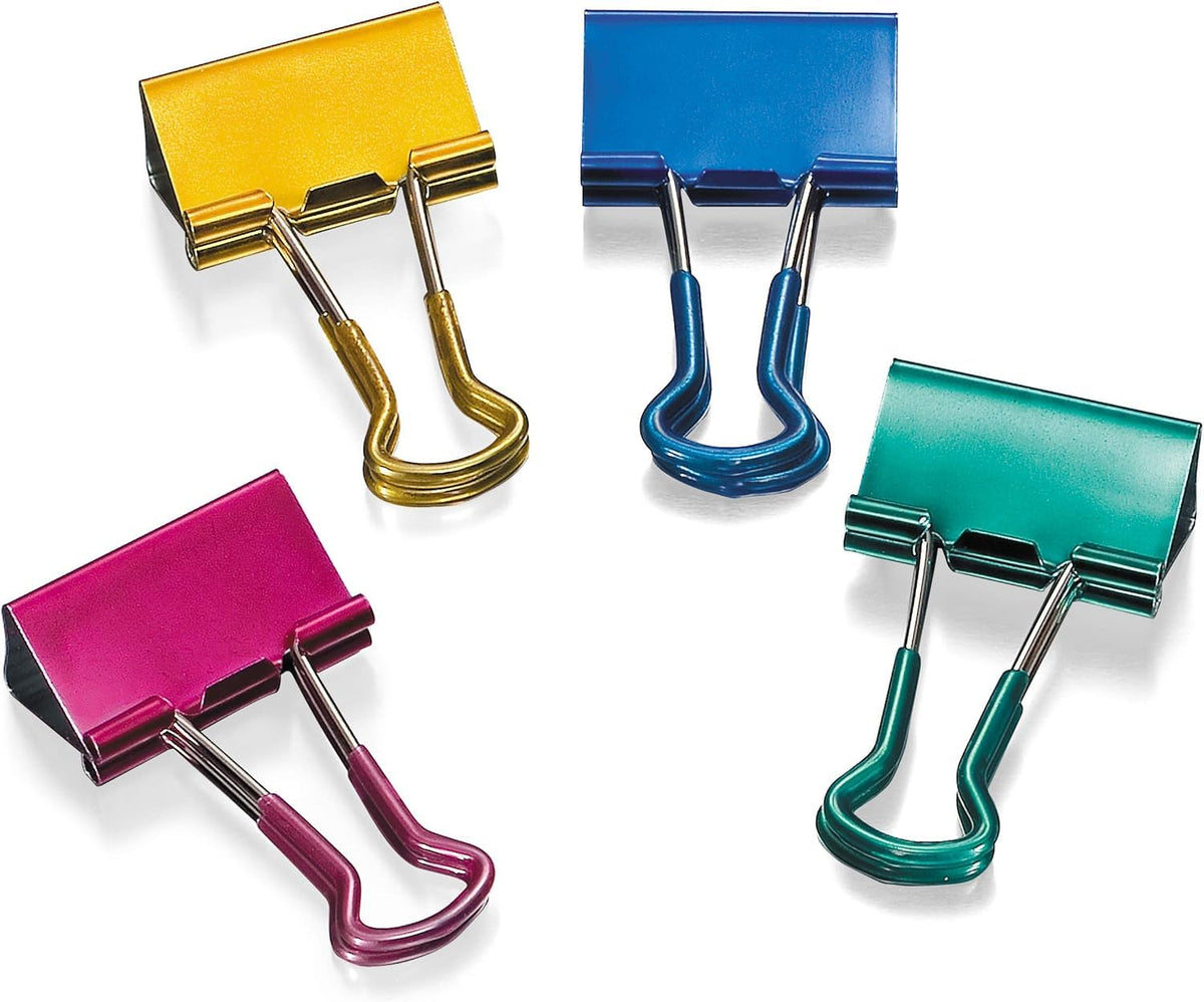 Easy Grip Medium Binder Clips by Officemate – Medium, Alloy Steel, Assorted Metallic Colors, Model 31054
