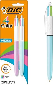 BIC 4 Color Ballpoint Pen, Assorted Ink, 2-Count