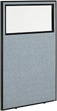 Global Industrial 36-1/4"W x 60" H Office Partition Panel with Partial Window, Blue