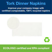 White Dinner Napkin by Tork – 8.5" x 3.8", Paper, white, Pack of 3000, Model N5181A
