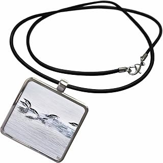 Gentoo penguins swimming Lemaire Channel which is 68 miles long and 5,249 ft wide Necklace With Rectangle Pendant