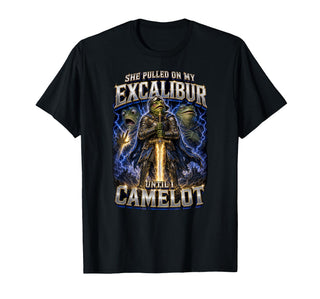 Pulled On My Excalibur Until I Camelot Funny Frog Meme Humor T-Shirt by Unhinged Frog Meme Merch Store – Black, Model CZ5X3ENNBBJ