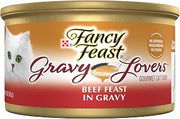 Fancy Feast Purina Gravy Lovers Beef Grilled Cat Food Pack of (24) 3oz Cans