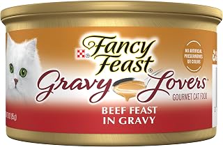 Fancy Feast Purina Gravy Lovers Beef Grilled Cat Food Pack of (24) 3oz Cans
