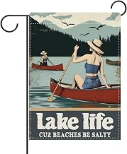 28x40 inchTime Wasted at The Lake is Time Well Spent Decorative Garden Flag, Lake House Mountain Chair Yard Outside Home Decoration, Lakeside Rustic Burlap Outdoor Small Decor Double Sided