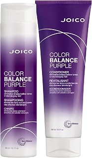 Joico Color Balance Purple Shampoo and Conditioner | For Cool Blonde or Gray Hair | Eliminate Brassy Yellow Tones | Boost Color Vibrancy & Shine | UV Protection | With Rosehip Oil & Green Tea Extract
