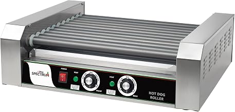 Winco 11 Rollers Hot Dog Roller Grill | 30 dog capacity, Dual heating zones, 1400W power, Great for Hot Dogs, Sausages, Concessions and Foodservice