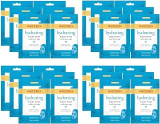 Burt's Bees Hydrating Face Mask with Clary Sage, Single Use Sheet Mask, 24 Count