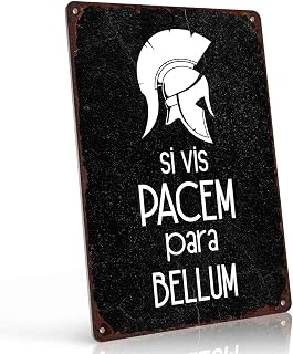 Spartan Helmet Si Vis Pacem Para Bellum Metal Wall Art Signs 8X12 Inch
