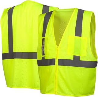 Pyramex RVZ21 Series Vest Class 2 Economy Vest with Clear Pocket - Hi Vis Lime