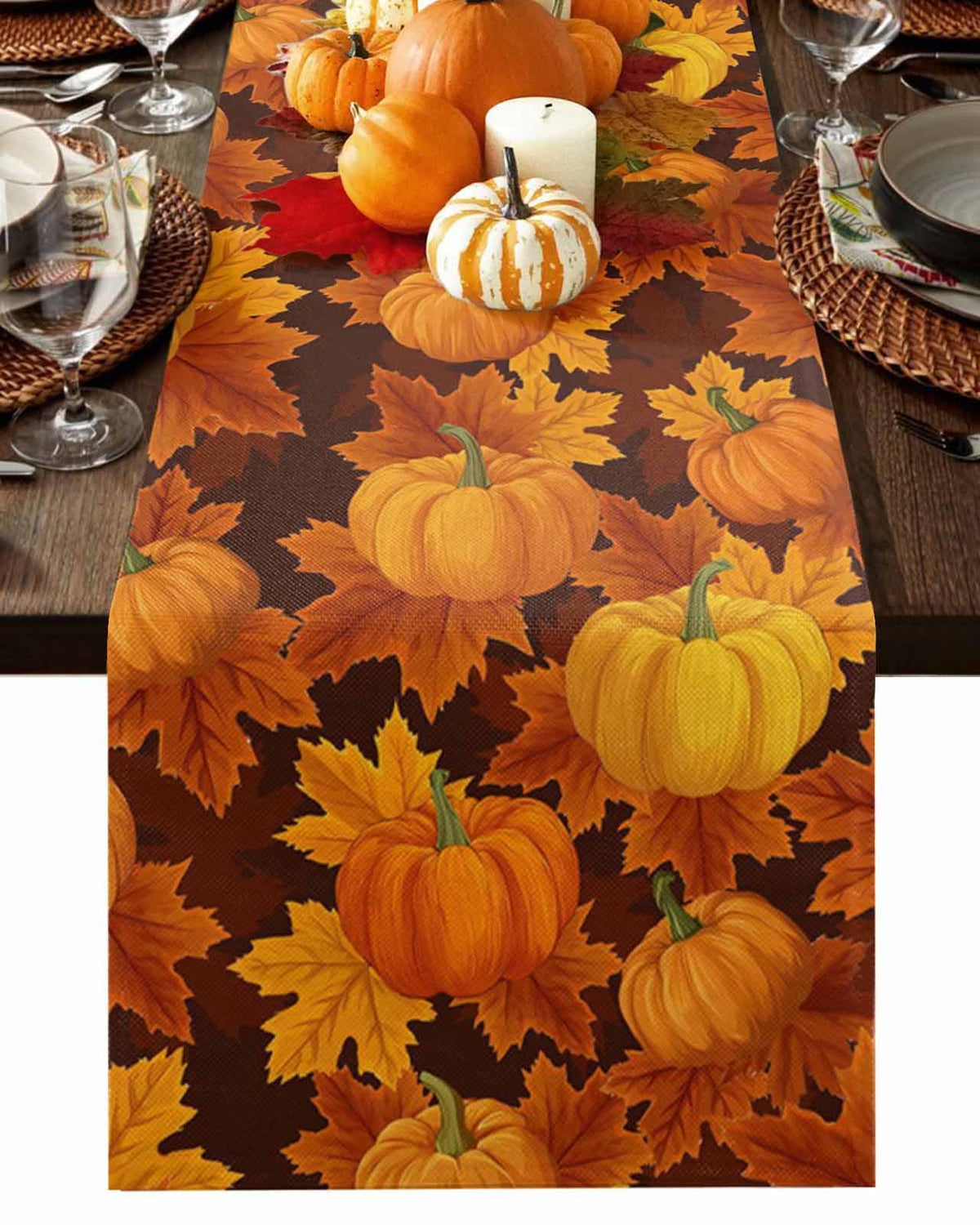 Love Home Burlap Linen Table Runner, 13 x 36 Inches, Pumpkin