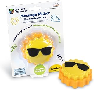 Learning Resources Message Maker Recordable Button Sunshine, SEL Toys, Classroom Must Haves, Teacher Supplies, Gifts for Boys and Girls, Speech Materials, Ice Breaker