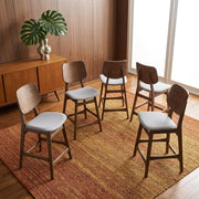Solid Wood Fabric-Upholstered Counter Chair Set of by Starlight Canyon Home – Solid + Manufactured Wood, Foam, Fabric (Polyester), Grey, Pack of 6