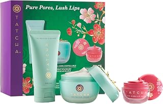 TATCHA Pure Pores, Lush Lips Set | The Matcha Cleanse, The Water Cream, & The Limited-Edition Kissu Lip Mask: Plum Blossom ($119 value)